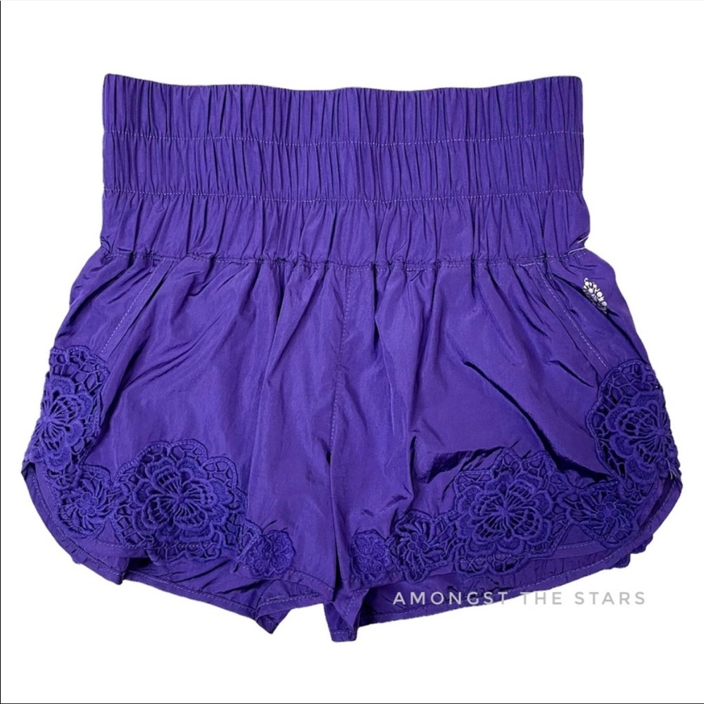 Free People The Way Home Crochet Appliqué Shorts Size XS Purple color